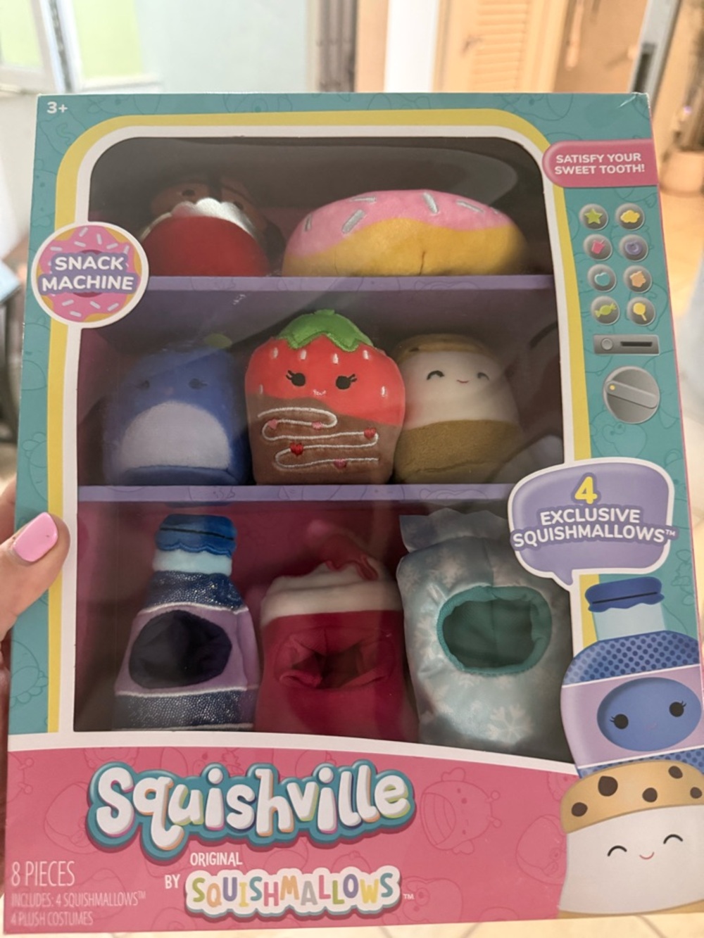 Squishmallows Squishville Snack Machine Plush Set - Pink/Blue/Red/Yellow
